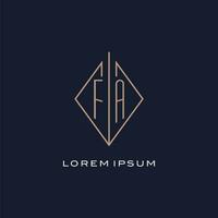 monogram fa logotyp med diamant romb stil, lyx modern logotyp design vektor