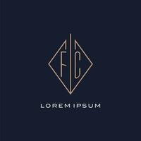 monogram fc logotyp med diamant romb stil, lyx modern logotyp design vektor