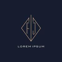 monogram fj logotyp med diamant romb stil, lyx modern logotyp design vektor