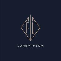 monogram fl logotyp med diamant romb stil, lyx modern logotyp design vektor