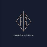 Monogramm fs Logo mit Diamant Rhombus Stil, Luxus modern Logo Design vektor