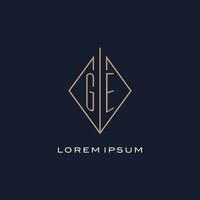 monogram gE logotyp med diamant romb stil, lyx modern logotyp design vektor