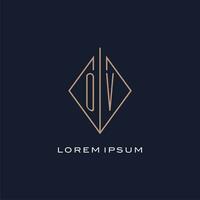 Monogramm ov Logo mit Diamant Rhombus Stil, Luxus modern Logo Design vektor