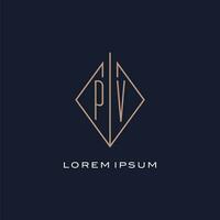 monogram pv logotyp med diamant romb stil, lyx modern logotyp design vektor