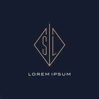 monogram sl logotyp med diamant romb stil, lyx modern logotyp design vektor