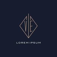 Monogramm ve Logo mit Diamant Rhombus Stil, Luxus modern Logo Design vektor