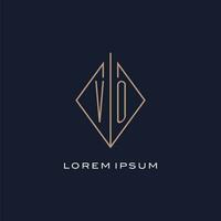 monogram vo logotyp med diamant romb stil, lyx modern logotyp design vektor