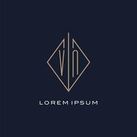 monogram vn logotyp med diamant romb stil, lyx modern logotyp design vektor