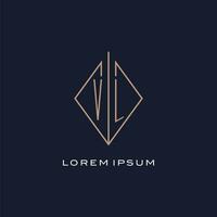 Monogramm vl Logo mit Diamant Rhombus Stil, Luxus modern Logo Design vektor