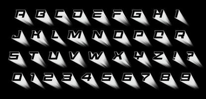 schwarze Buchstaben mit weißem Mischschatten. 3D-Schriftart, geometrische Schrift für modernes futuristisches Logo, Überschrift und Titel, atemberaubendes Monogramm, kreative Schrift. Alphabet mischen. Vektortypografisches Design vektor