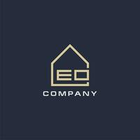 Initiale Brief eo echt Nachlass Logo mit einfach Dach Stil Design Ideen vektor