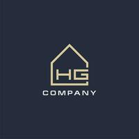 Initiale Brief hg echt Nachlass Logo mit einfach Dach Stil Design Ideen vektor