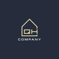 Initiale Brief qh echt Nachlass Logo mit einfach Dach Stil Design Ideen vektor