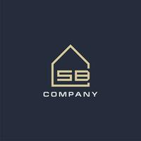 första brev sb verklig egendom logotyp med enkel tak stil design idéer vektor