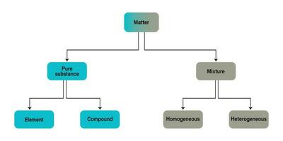 Einstufung von Angelegenheit Elemente, Verbindungen, Mischungen, homogen Vektor Illustration.