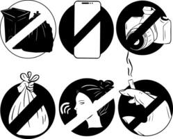 verboten verboten Bereich Zeichen Symbol Silhouette Symbol einstellen vektor