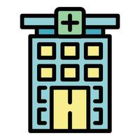 Krankenhaus Gebäude Symbol Vektor eben