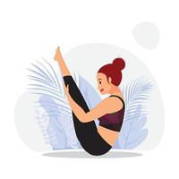 junges Mädchen, das Boot-Asana übt, Nav-Asana vektor