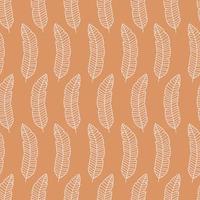 nahtloses Muster mit Zweigen von tropischen Bananenblättern auf beigem Hintergrund isoliert. Umriss-Vektor-Illustration. Design für Textilien, Verpackung, Hintergrund, Banner vektor