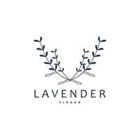 Lavendel Logo, einfach elegant lila Blume Pflanze Vektor, Gruß Karte Blume Ornament Design Symbol Illustration vektor