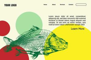 Kaufen Fisch online im Geschäft, frisch und gefroren Fisch Lieferung und bestellen im Geschäft auf Webseite mit Information von Produkt. Diät und Ernährung, Mahlzeit und Nahrung. einfarbig Vektor im eben Stil