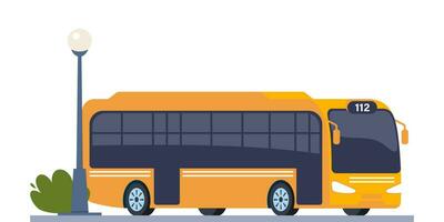 gul stad buss. passagerare transport sida se. offentlig transport. modern turistiska buss. vektor illustration.