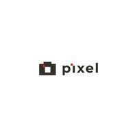 pixel kamera logotyp design modern begrepp vektor