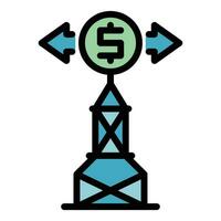 senden Geld Turm Symbol Vektor eben