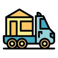 Haus LKW Lieferung Symbol Vektor eben