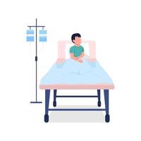 Kind im Krankenhausbett halbflacher Farbvektorcharakter vektor