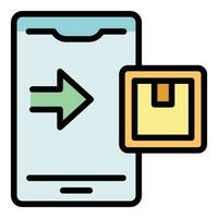 Smartphone Paket Verfolgung Symbol Vektor eben