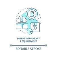 Minimum Erinnerung Anforderung Türkis Konzept Symbol. prozedural Programmierung Vorteil abstrakt Idee dünn Linie Illustration. isoliert Gliederung Zeichnung. editierbar Schlaganfall vektor