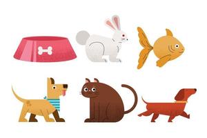 fem husdjur ikoner vektor