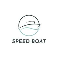 Geschwindigkeit Boot segeln Boot Logo Design kreativ Idee minimalistisch mit Kreis vektor