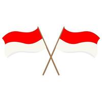 röd och vit indonesiska flagga vektor. två pinnar av de indonesiska flagga korsade. vektor konst kan vara ändrats Färg.