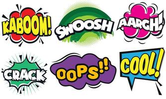 samling av tecknad serie, komisk Tal bubblor. färgad dialog moln med halvton punkt bakgrund i pop- konst stil vektor