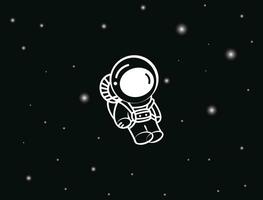 Plats astronaut eller spaceman tecknad serie karaktär i klistermärke stil vektor