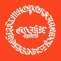 mönster, prydnad i de gotik stil. vektor. gotik gammal tyska font. alfabet. medeltida latin brev i en cirkel. kalligrafi och text. design för tyger och förpackning. vektor