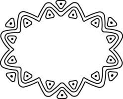 Oval Rahmen im ethnisch Stil. Vektor schwarz und Weiß rahmen. dekorativ Muster von Zier Blöcke, hervorgehoben auf ein Weiß Hintergrund. Raum zum Text. Vektor einfarbig Illustration.