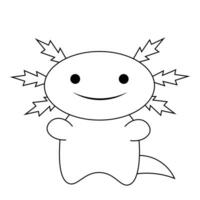 süß Karikatur Lächeln Axolotl im schwarz und Weiß vektor