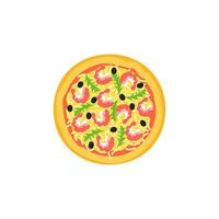 Vektor Illustration von Pizza auf isolieren Hintergrund. traditionell Italienisch schnell Lebensmittel. oben Aussicht Mahlzeit. europäisch Snack.