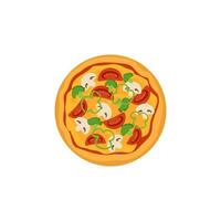 vektor illustration av pizza på isolera bakgrund. traditionell italiensk snabb mat. topp se måltid. europeisk mellanmål.
