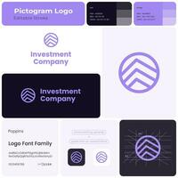 Investition Unternehmen lila Linie Geschäft Logo. Marke Name. finanziell Service. nach oben Trend. Design Element. visuell Identität. geeignet zum Anlagegut Management, Anerkennung Büro vektor