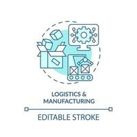 editierbar Logistik und Herstellung Blau Symbol Konzept, isoliert Vektor, Unternehmen Ressource Planung dünn Linie Illustration. vektor