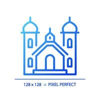 2d Pixel perfekt Blau Gradient religiös Gebäude Symbol, isoliert Vektor, dünn Linie Illustration. vektor