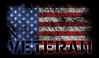 vektor abstrakt grunge borstat USA flagga med veteran- text