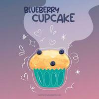 Blaubeere Cupcake instagram Post Vorlage vektor