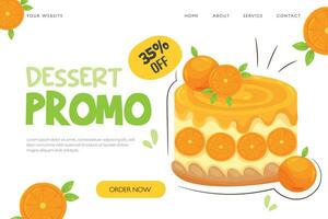 Kuchen und Dessert Landung Seite und Banner Vorlage Illustration vektor