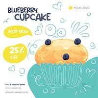 frisch und Süss Beere Cupcake instagram posttemplate vektor