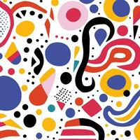 mönster design tillverkad med färgrik former mönster, i de stil av Roy lichtenstein, vit bakgrund, abstraktionsskapande, goa inspirerade motiv, tarsila do amaral, tapet, richard pousette-dart vektor